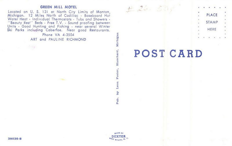 Green Mill Motel - Old Postcard